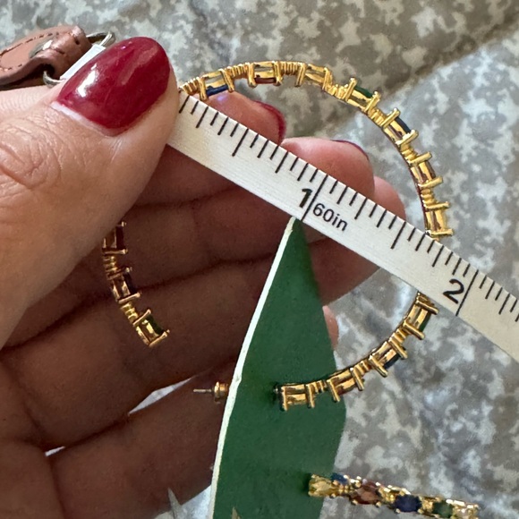 Piper Gold Hoops Earrings with Colorful Stones - Picture 4 of 4